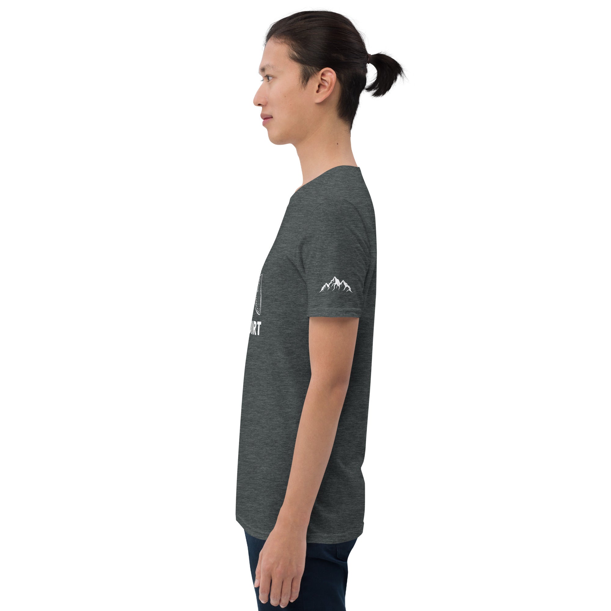 Your Never To Old To Play In The Dirt Short-Sleeve Unisex Tee With Green Rush Arm Logo